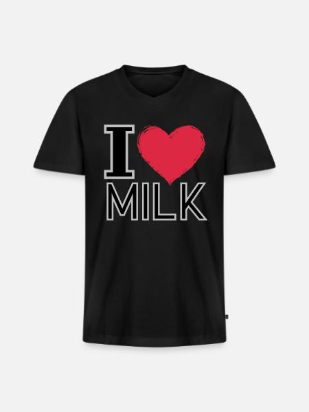 I Love Milk - Men's Premium Organic V-Neck T-Shirt - black
