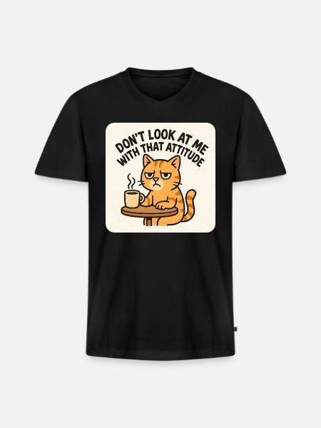 Unimpressed cat - Men's Premium Organic V-Neck T-Shirt - black