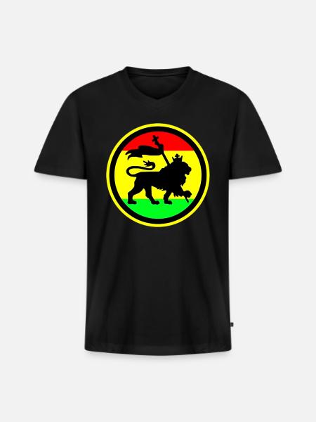 Rasta Lion - Men's Premium Organic V-Neck T-Shirt - black