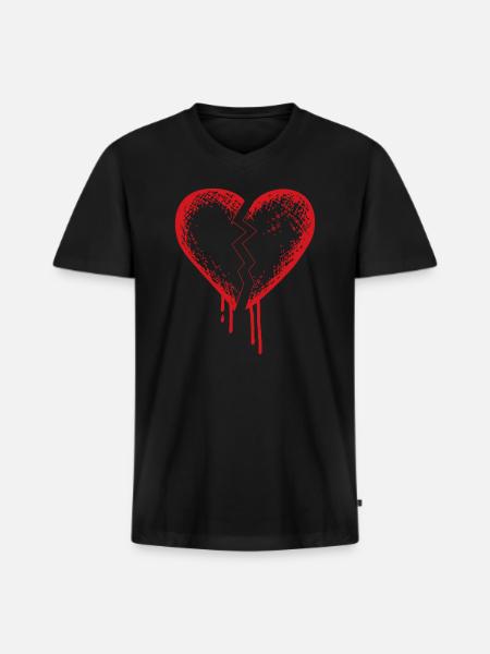 Broken heart - Men's Premium Organic V-Neck T-Shirt - black