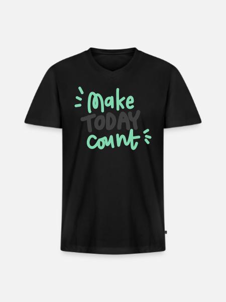 Make today count hipster - Men's Premium Organic V-Neck T-Shirt - black