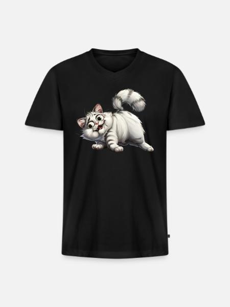 Funny Cat - Men's Premium Organic V-Neck T-Shirt - black