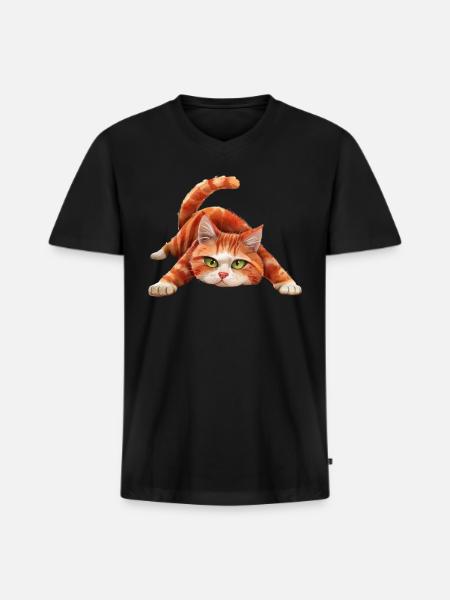 Funny Cat - Men's Premium Organic V-Neck T-Shirt - black