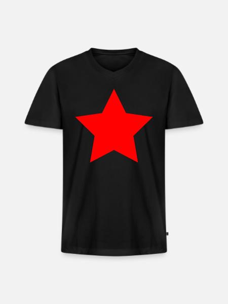 simple red star - Men's Premium Organic V-Neck T-Shirt - black