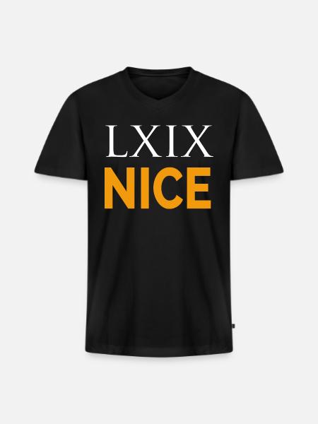 LXIX in latin - Men's Premium Organic V-Neck T-Shirt - black