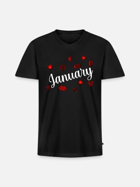 January Birthstone - Men's Premium Organic V-Neck T-Shirt - black