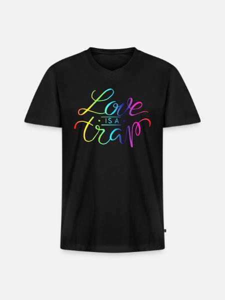 love is a trap - Men's Premium Organic V-Neck T-Shirt - black