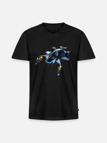 Sleek Futuristic Flying Car - Men's Premium Organic V-Neck T-Shirt - black