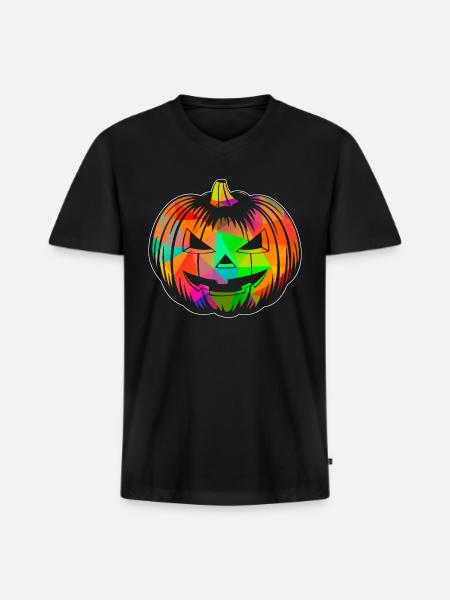 Pumpkin Polygon - Men's Premium Organic V-Neck T-Shirt - black