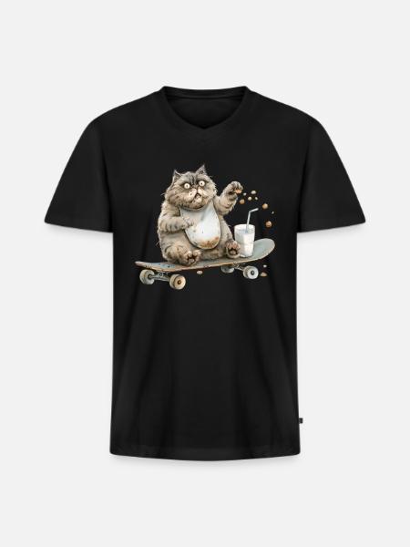 Funny Cat - Men's Premium Organic V-Neck T-Shirt - black