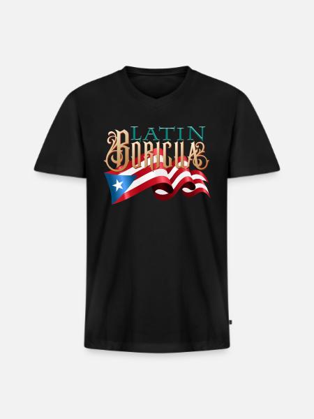 Latin Boricua Spanglish - Men's Premium Organic V-Neck T-Shirt - black