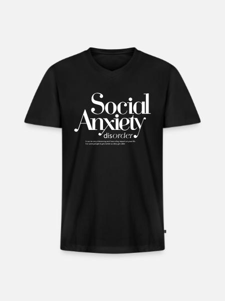 Social Anxiety - Men's Premium Organic V-Neck T-Shirt - black