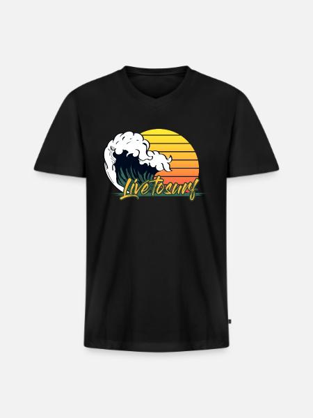 Live To Surf - Men's Premium Organic V-Neck T-Shirt - black