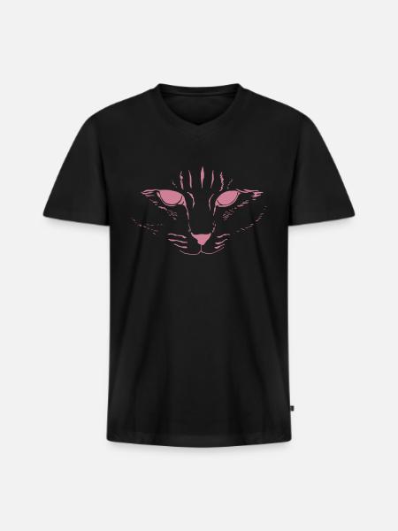 Cat Face - Men's Premium Organic V-Neck T-Shirt - black