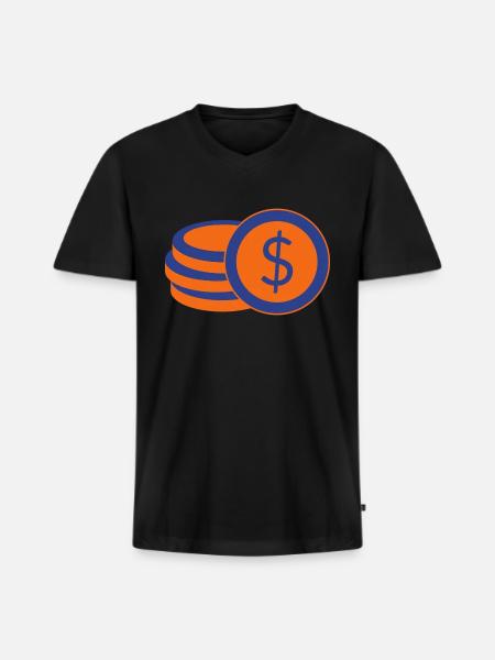 Coins - Men's Premium Organic V-Neck T-Shirt - black