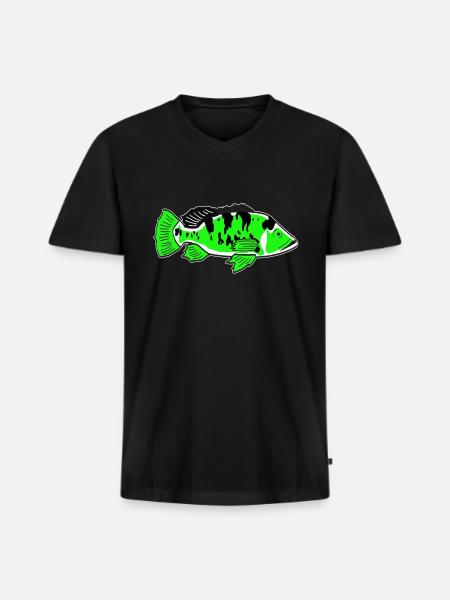 PEACOCK BASS - Men's Premium Organic V-Neck T-Shirt - black