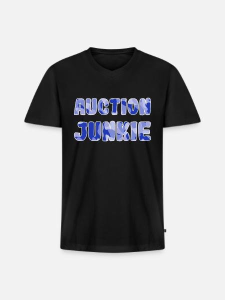 Auction Junkie blue camo - Men's Premium Organic V-Neck T-Shirt - black