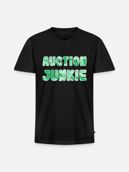Auction Junkie green camo - Men's Premium Organic V-Neck T-Shirt - black