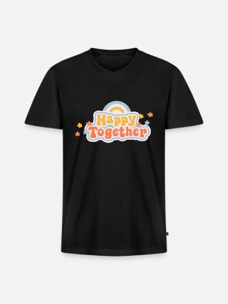 Happy Together - Men's Premium Organic V-Neck T-Shirt - black