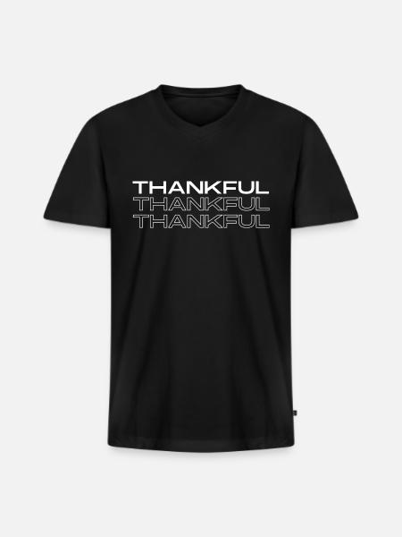 Thankful - Men's Premium Organic V-Neck T-Shirt - black