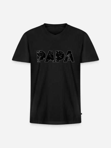 Golf Papa - Men's Premium Organic V-Neck T-Shirt - black