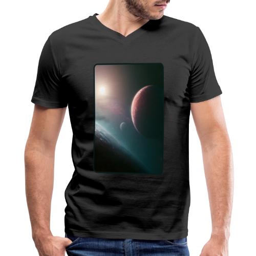 Deep Space Planet Horizon Art - Men's Premium Organic V-Neck T-Shirt