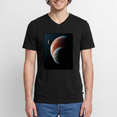 Three Planets Deep Space Design - Men's Premium Organic V-Neck T-Shirt