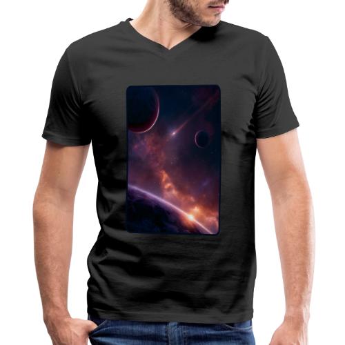 Cosmic Sunset Nebula Space Art - Men's Premium Organic V-Neck T-Shirt