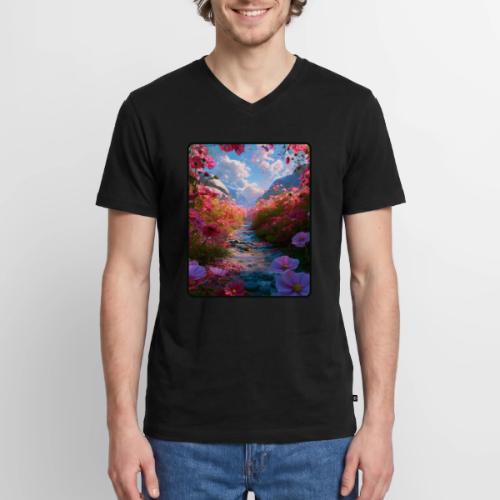 Dreamy Cosmos Valley Landscape Art - Men's Premium Organic V-Neck T-Shirt