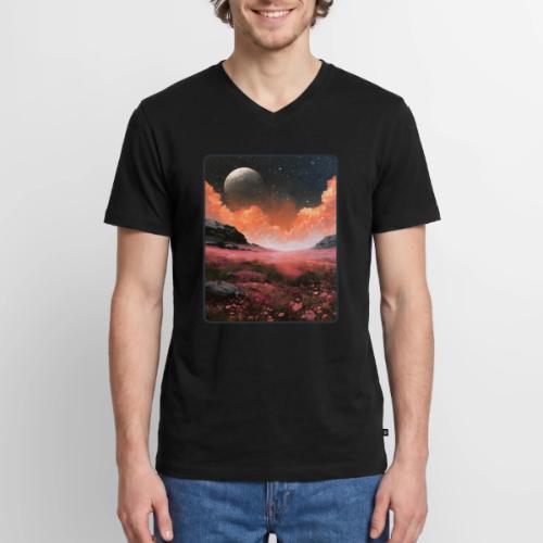 Moonlit Fantasy Flower Landscape - Men's Premium Organic V-Neck T-Shirt