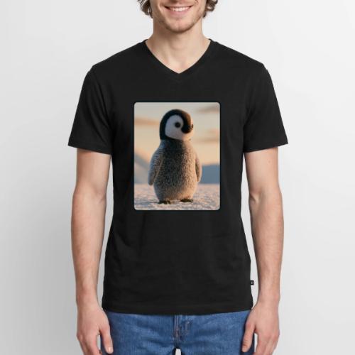 Cute Penguin Chick Sunrise Design - Men's Premium Organic V-Neck T-Shirt