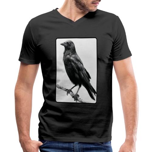 Raven Black and White Art Design - Men's Premium Organic V-Neck T-Shirt