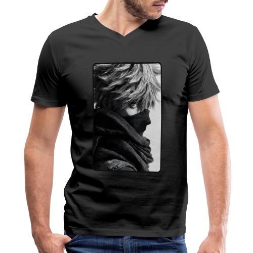 Battle-Worn Ninja Portrait - Men's Premium Organic V-Neck T-Shirt
