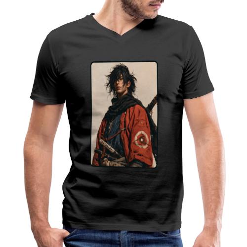 Young Samurai Warrior Portrait - Men's Premium Organic V-Neck T-Shirt