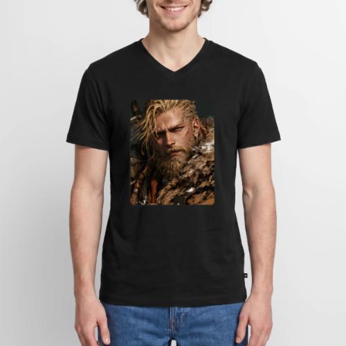 Battle-Scarred Viking Warrior - Men's Premium Organic V-Neck T-Shirt