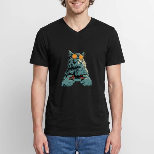 Cat: Fluff Mode On - Men's Premium Organic V-Neck T-Shirt