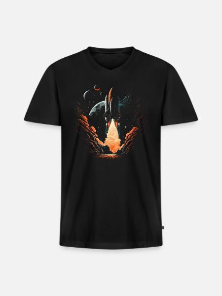 Space Launch - Men's Premium Organic V-Neck T-Shirt - black
