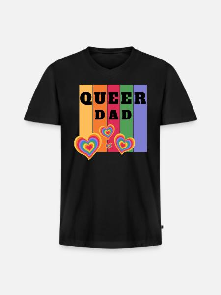 Queer Dad - Men's Premium Organic V-Neck T-Shirt - black