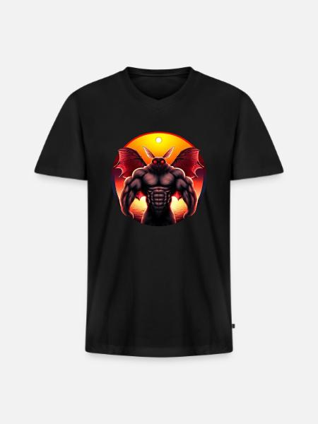 Mothman at sunset - Men's Premium Organic V-Neck T-Shirt - black