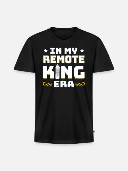 Remote Control King - Men's Premium Organic V-Neck T-Shirt - black