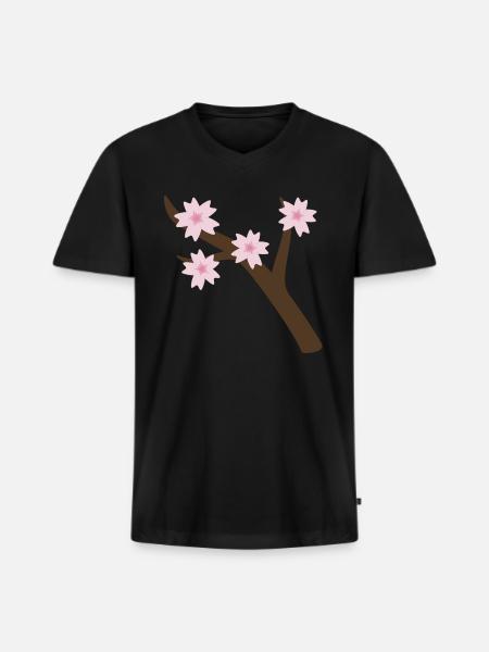 sakura branch - Men's Premium Organic V-Neck T-Shirt - black