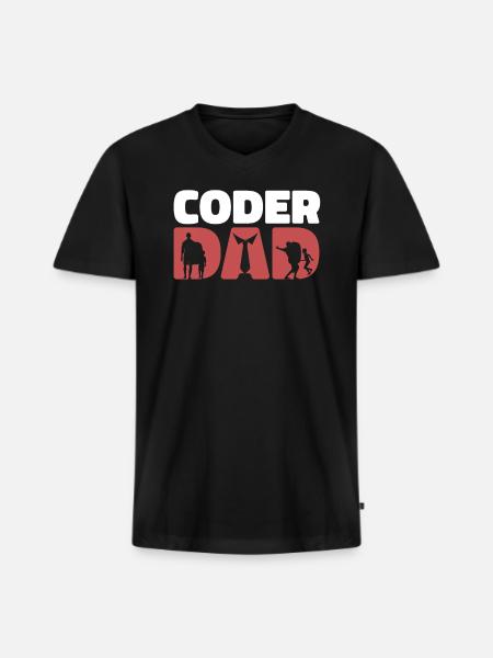 Programmer Coder Dad Coding - Men's Premium Organic V-Neck T-Shirt - black