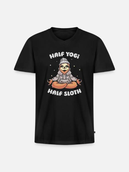 Sloth Yogi Sloth Yoga - Men's Premium Organic V-Neck T-Shirt - black