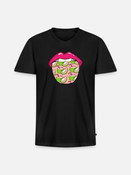 Coconut Tongue - Men's Premium Organic V-Neck T-Shirt - black
