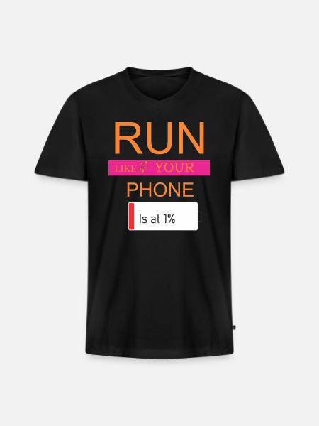 Phone run - Men's Premium Organic V-Neck T-Shirt - black