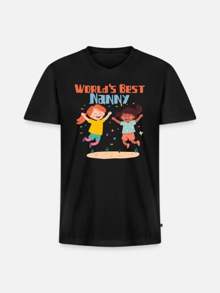 Worlds Best Nanny - Men's Premium Organic V-Neck T-Shirt - black
