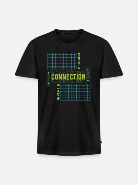 Invent a Connection - Men's Premium Organic V-Neck T-Shirt - black