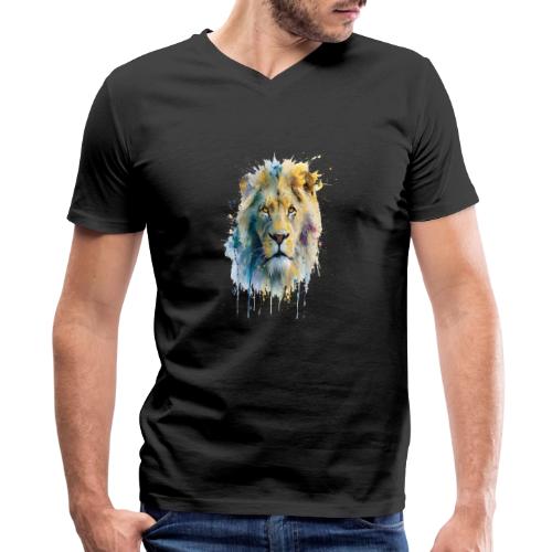 Splash-Art Lion Face - Men's Premium Organic V-Neck T-Shirt