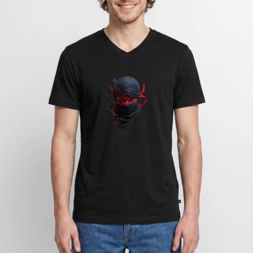 Crimson Stare Ninja - Men's Premium Organic V-Neck T-Shirt
