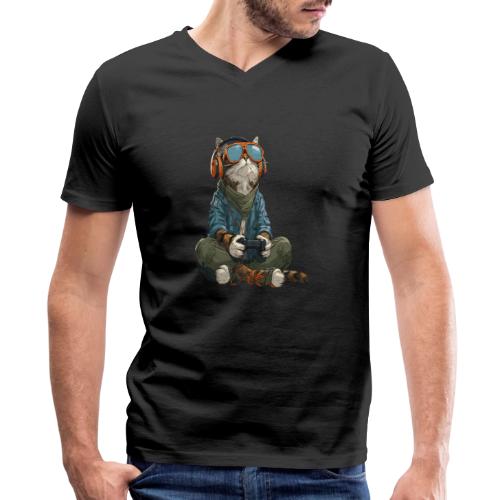 Cat: Purrfect Player - Men's Premium Organic V-Neck T-Shirt